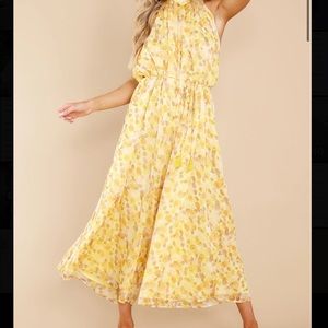 Yellow floral print jumpsuit